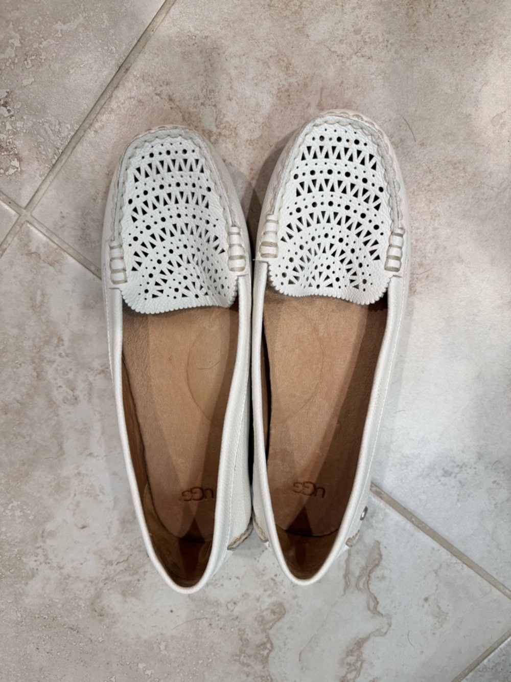 UGG Claire Perforated Leather Slip-on Moccasin Loafers